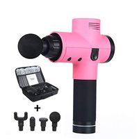 Portable Massage Device Helps Relieve Muscle Soreness and Stiffness, Massage Gun Deep Tissue Percussion, Handheld Button Quiet Electric Body Massager with 4 Massage Head (Pink(with Suitcase))