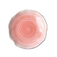 Bowl European Ceramic Western Dish Rice Bowl Dish Soup Bowl Phnom Penh Steak Dish Dish Soup Bowl Salad Bowl Tableware Household tableware, retro bowl (Color : Pink)