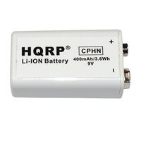 HQRP 9V 400mAh LI-ION 9-Volt Rechargeable/Radio/Square / 6LR61 / 7.2H5 / 6KR61 / 6HR61 / PP3 High Capacity Long Life Battery Plus Coaster