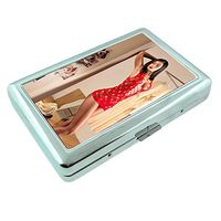 Georgia Pin Up Girls Atlanta USA S10 Silver Cigarette Case Metal Wallet Id Holder King & 100's 4" X 2.75" RFID Protection