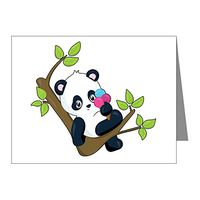Note Cards (10 Pack) Cute Panda Bear Eating Ice Cream