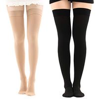 Rxtar 205 Compression Socks Women & Men Stockings Medical , 20-30mmHg Sturdy Thigh Closed Toe , Graduated Sports Running Recovery Shin Splints Edema Varicose Veins Travel Nurses Pregnancy (Black, L)