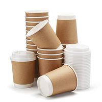 25pcs Paper Coffee Cups with Lids, Eusoar 8 oz Disposable Double Walled Hot Cups Containers with Lids, Perfect Travel To Go Party Paper Cups for Hot Coffee, Tea, Chocolate Drinks, Beverages
