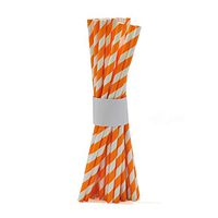 200Pcs Biodegradable Paper Straws Different Colors Rainbow Stripe Paper Drinking Straws Suitable for Juices, Shakes, Smoothies, Party Supplies Decorations (Orange, 200 Pcs / 8 Packs)