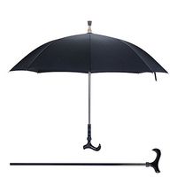 Multi Function Walking Stick Outdoor Umbrella Cane Seniors Umbrella Crutch Black Aluminum Alloy 84Cm Crutch Umbrella Diameter 106CM