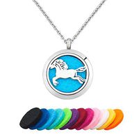 JewelryJo Horse Aromatherapy Essential Oil Diffuser Necklace for Women Men Animal Locket Pendant & Refill Pads