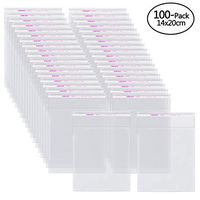 HOME GIFTS 100 Pcs Crystal Clear Resealable 5x7 inch Recloseable Cello/Cellophane Bags