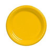 Creative Converting Touch of Color 20 Count Plastic Banquet Plates, School Bus Yellow