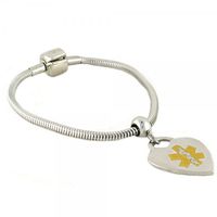 N Style ID Pan-Dorra PRE-Engraved “ON Blood THINNER” Stylish Medical ID Bracelet - Heart Gold Alert Charm 7.50