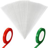 Leinuosen 100 Pieces Clear Cone Bags Transparent Cello Treat Bag Christmas Sweet Gift Bags with 2 Rolls Satin Ribbon for Christmas Party Gift Favor (Red and Green Ribbon)
