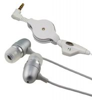 Retractable White Metal Bullet Sound Isolating In ear Earbuds Earphones Hands-free Headset with Microphone for HTC Sensation 4G - Hero S - Droid Incredible 2 - Amaze 4G - Titan 2 - Rhyme