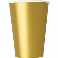 Unique Industries, Disposable Paper Cups, Party Supplies - Gold, 12oz, Pack of 25