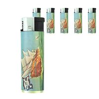 JS & Caren Vintage Pirate Ship Lighters S4 Set of 5 Electronic Flame Cigarette Smoking Retro High Seas