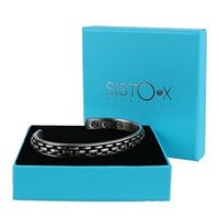 SISTO-X Slim Magnetic Copper Bangle Techno Design with Pewter Finish by Sisto-X® Bracelet Health 6 Magnets