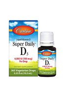 Carlson - Super Daily D3, 4000 IU per Drop, 1-Year Supply, Heart & Immune Health, Liquid Vitamin D3, Unflavored, 365 Drops