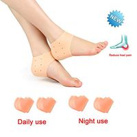 4 Pairs (2 Pairs for Daily Use 2 Pairs for Night) Silicone Heel Socks Plantar Fasciitis Insertion Pads Heel Shield and Heel Cup for Dry Heel Plantar Fasciitis Sore Heels. for Men & Women—Skin (Skin)