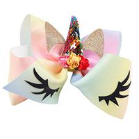 Unicorn Alligator Clip Bows 8 inch (6#, B#)