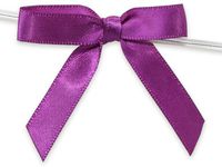 PURPLE 2" Pre-Tied Satin Bowswith 4-1/2" Twist Ties~ 3/8" ribbon 20 unit, 12 pack per unit.