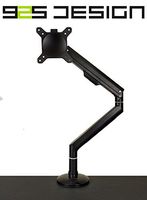 925 Design Single Monitor Arm Mount w/ Quick Release Monitor Mounting Plate - Black Heavy Duty Fully Adjustable Gas Spring Clamp Mount