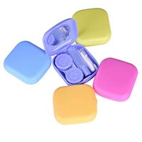 Aysekone 5 Set Portable Candy Color Mini Square Contact Lens Case Box Travel Kit Easy Carry Mirror Container