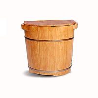 Foot Tub，Natural Wood Foot Tub for Soaking Feet，Foot Spa Wooden Tub， Foot Basin Wooden Bucket，Wooden Wash Basin，34 High Binaural Oak Barrel