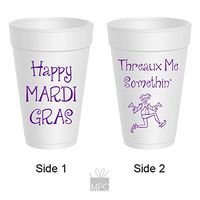 Mardi Gras Styrofoam Cups - Threaux Me Somethin'
