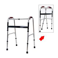 Elderly Walker, Portable Folding Height-Adjustable Stainless Steel Disabled Walking Frame, Four-Legged Walking Stick