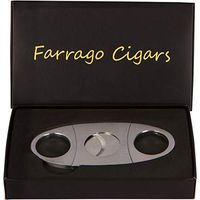 Cigar Cutter - Includes Sturdy Black Gift Box - Premium Stainless Steel - Sharp Guillotine Durable Double Blade - Clean Cut - (Silver)