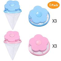Vividen Washing Machine Lint Filter Bag Laundry Mesh Hair Catcher Floating Ball Pouch General Purpose Floatation (Polka-Dot Plum Shape) 6PCS (3xBLUE 3xPINK)