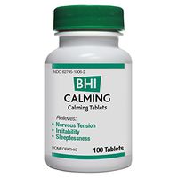 BHI Calming Tablets - Homeopathic Formula Temporary Relief of Minor, Simple Nervous Tension and Irritability to Help Occasional Sleeplessness - 100 Count