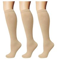Squeezy Compression Energy Socks (3 Pairs) Stocking for Women and Men, Flight, Travel (Beige, XXL)