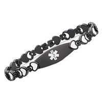 Tarring Noble Black Heart Medical alert id bracelets for women-Stainless steel(6.5)