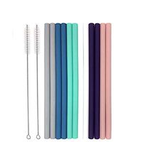BBTshop Reusable Silicone Drinking Straws with Cleaning Brushes Set for 30oz Tumblers Yeti/Rtic, Eco Friendly Extra Long Straws Drinking for Tumblers(12 Straw+ 2 Brush)