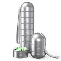 Zannaki Detachable Moisture Proof Weekly Pill Organizer, Aluminum Alloy BPA Free Travel Camping 7 Day Pill Box Case Waterproof and Portable to Hold Vitamins, Fish Oil, Supplements and Medication