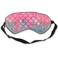 Mermaid Watercolor Gold Pink Sleep Mask, Women Men Light Blocking Comfortable Sleeping Mask, Adjustable Night Eye Mask for Sleeping, Memory Foam Blindfold for Home Travel Hotel