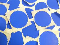 Minilabel 64mm Serrated Edge , Certificate Wafer Company Seal Labels , Stickers For Embossing , Awards & Rewards Royal Blue