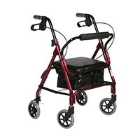 Lqdpdd Elderly People Standard Walker Transport Chair with Reversible Backrest Walking Frame Elderly Walking Aid Height Adjustable,Blue