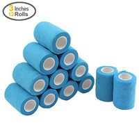 MUEUSS Self-Adhesive Bandage Wrap Tape Waterproof Breathable Elastic Cohesive Non-Woven FDA Approved 3 Inches x 5 Yards (Blue, 12 roll)