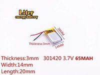 3.7V 65mAh 301420 Lithium Polymer Ion Rechargeable Battery Lithium Polymer Li-Po Battery for MP4 GPS MP3 Bluetooth Stereo DIY Gift