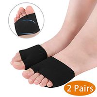 Metatarsal Sleeve Pads with Forefoot Gel Pads - 2 Pairs - Ball of Foot Cushion for Relieve Metatarsalgia Mortons Neuroma Diabetic Feet Pain (Black- M (Women‘s Size 5-7.5）)