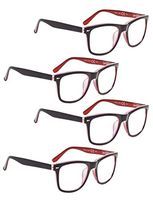 READING GLASSES 4 pack Large Lenses Readers (Black Red, 0.50)