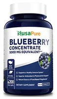 Blueberry Concentrate 5000mg 200 Veggie Powder caps (Extract 10:1, 100% Vegetarian, Non-GMO & Gluten Free) - Made from Organic Berries - Packed with Antioxidants