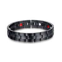 XUANPAI Mens Threeply Design Black Magnetic Therapy Link Health Bracelet for Pain Relief,Adjustable