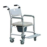 LshkyGH White Commode Chair with Wheels, Removable Sturdy Waterproof Old Man Pregnant Women Bath Chair Bathroom Mobile Potty Chair