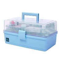 YOUTHUP Double-Layer Medicine Box, Family Capacity First Aid Kit, Suitable for Desktop Storage of Medicines, Skin Care Products (XL, Blue)