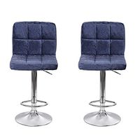 2PC Dining Rotatable Chairs, Ikevan Modern Home Kitchen Bar Chair with Snowflake Velvet Bar Chair Seat Plating Foot (Shipping from USA) (Navy)