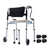 Walker with Seat Health Care Folding Walking Frame Lightweight Aluminum Alloy Adjustable Height Walking Frame Seat,Color1