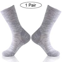 Forcool Diabetic Socks, Merino Wool Non Binding Loose Top Non Blister Seamless Toe Cushioned Sole Wide Calf Crew Diabetes Socks Edema Socks Dress Socks, 1 Pair, Medium, Gray