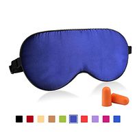 Fitglam Natural Silk Sleep Mask, Cute Sleeping Mask Eye Mask Eye Cover for Travel, Nap, and Meditation, Blindfold with Adjustable Strap for Men, Women, and Kids (Navy Blue)