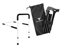 Vaunn Medical Bed Safety Rail Grab Bar Handle and Folding Walking Cane Bundle